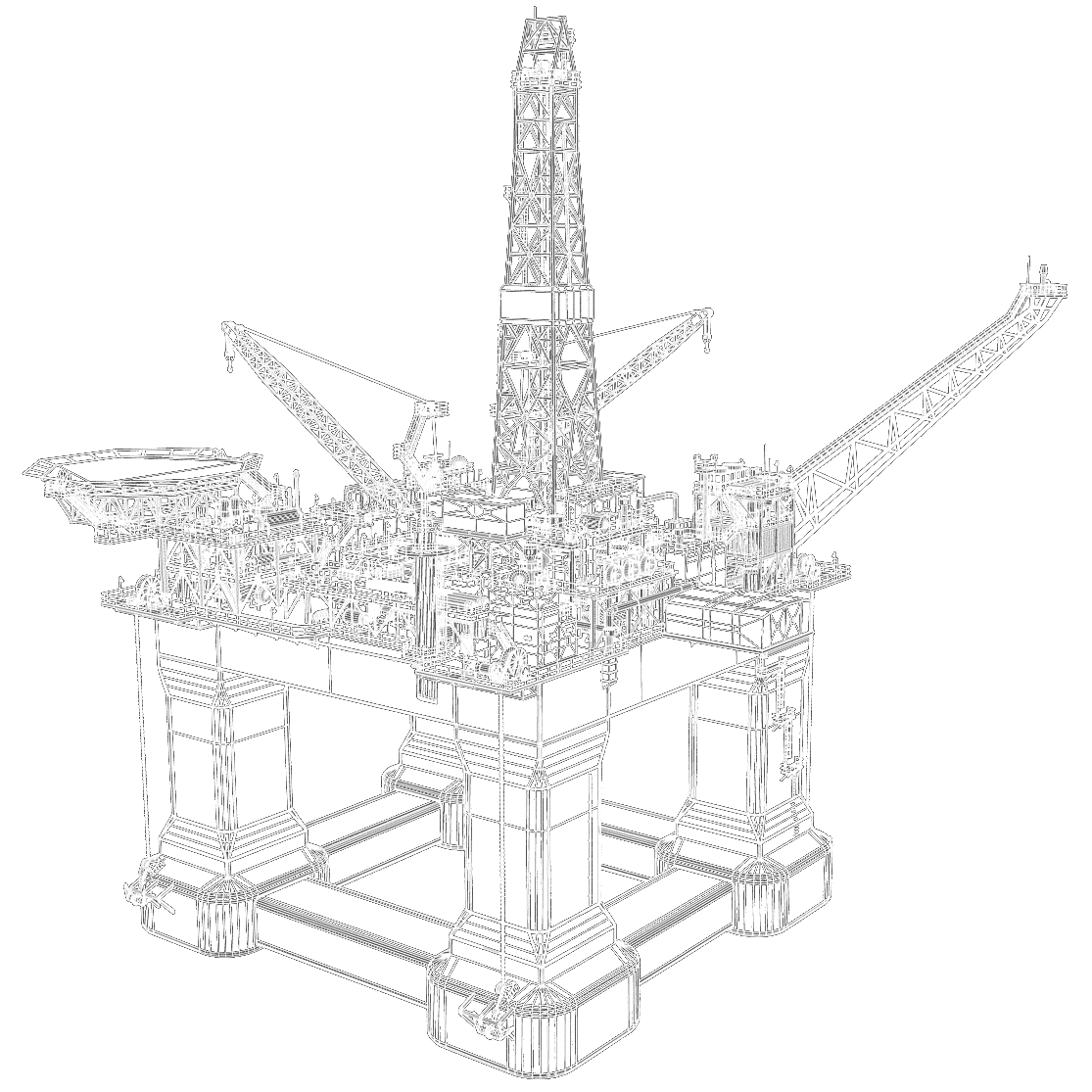 Grid graphic of an oil platform