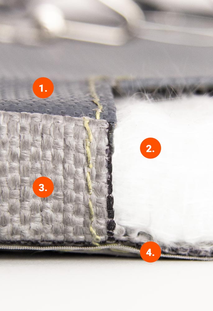 Close-up of materials of a tmax Textile insulation.