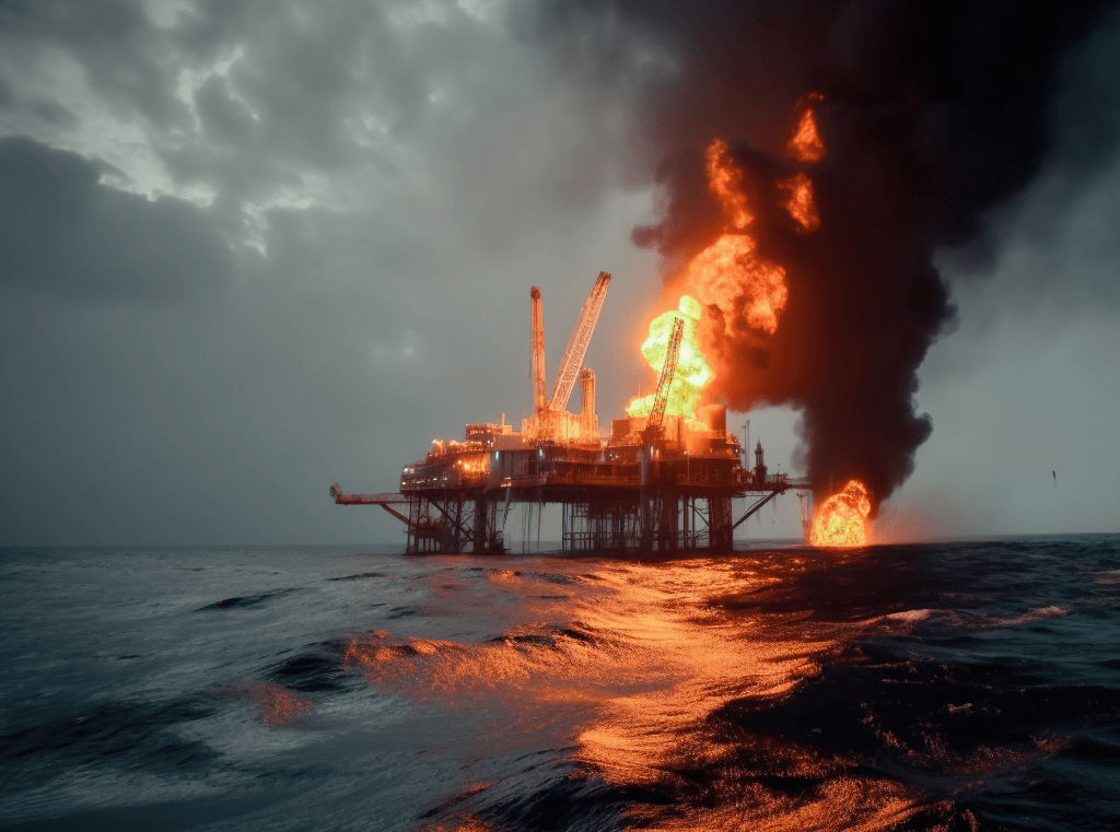 Burning Oil Rig